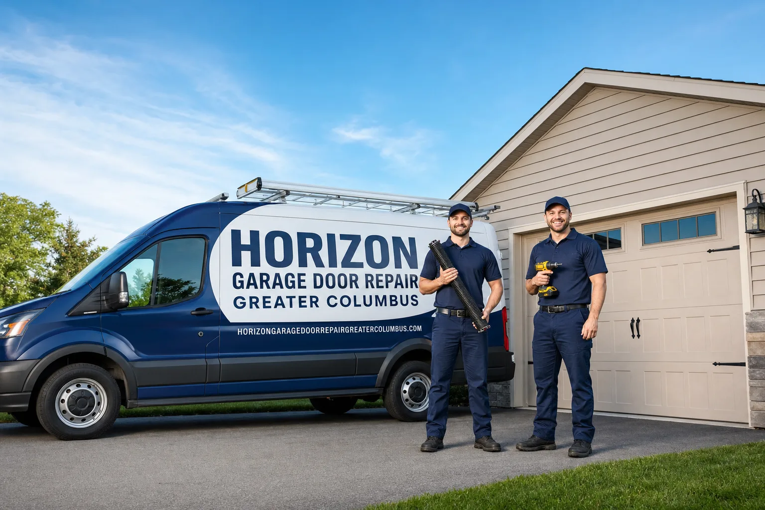 Horizon Garage Door Repair Greater Columbus service vehicle and crew in Columbus, OH